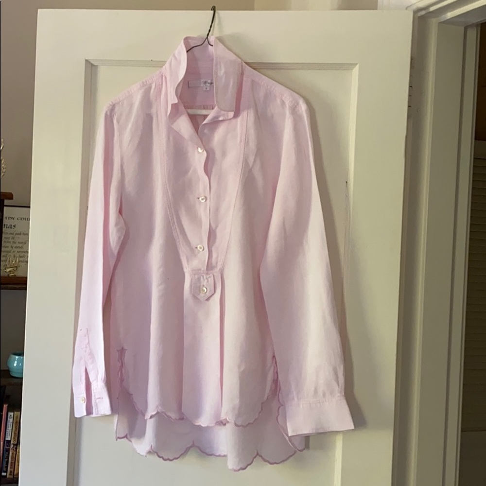 Pink linen popover